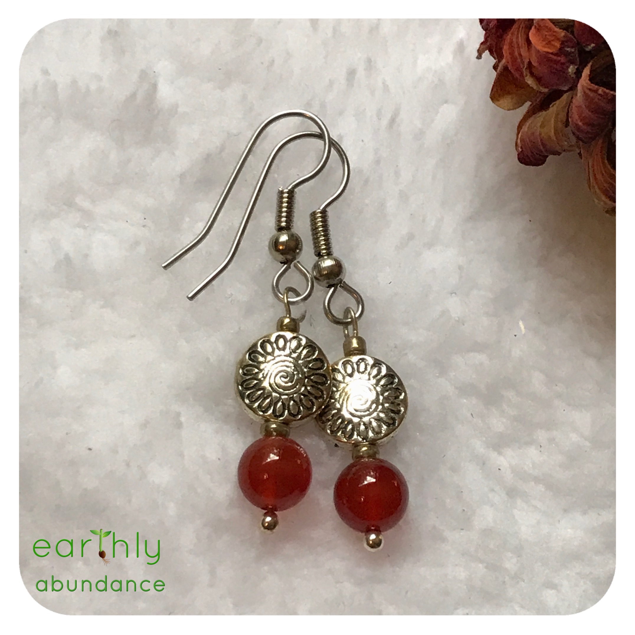 8573 Carnelian Sun Earrings