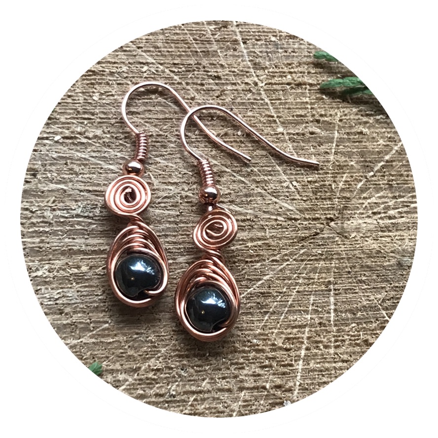 8604 Hematite + Copper Earrings