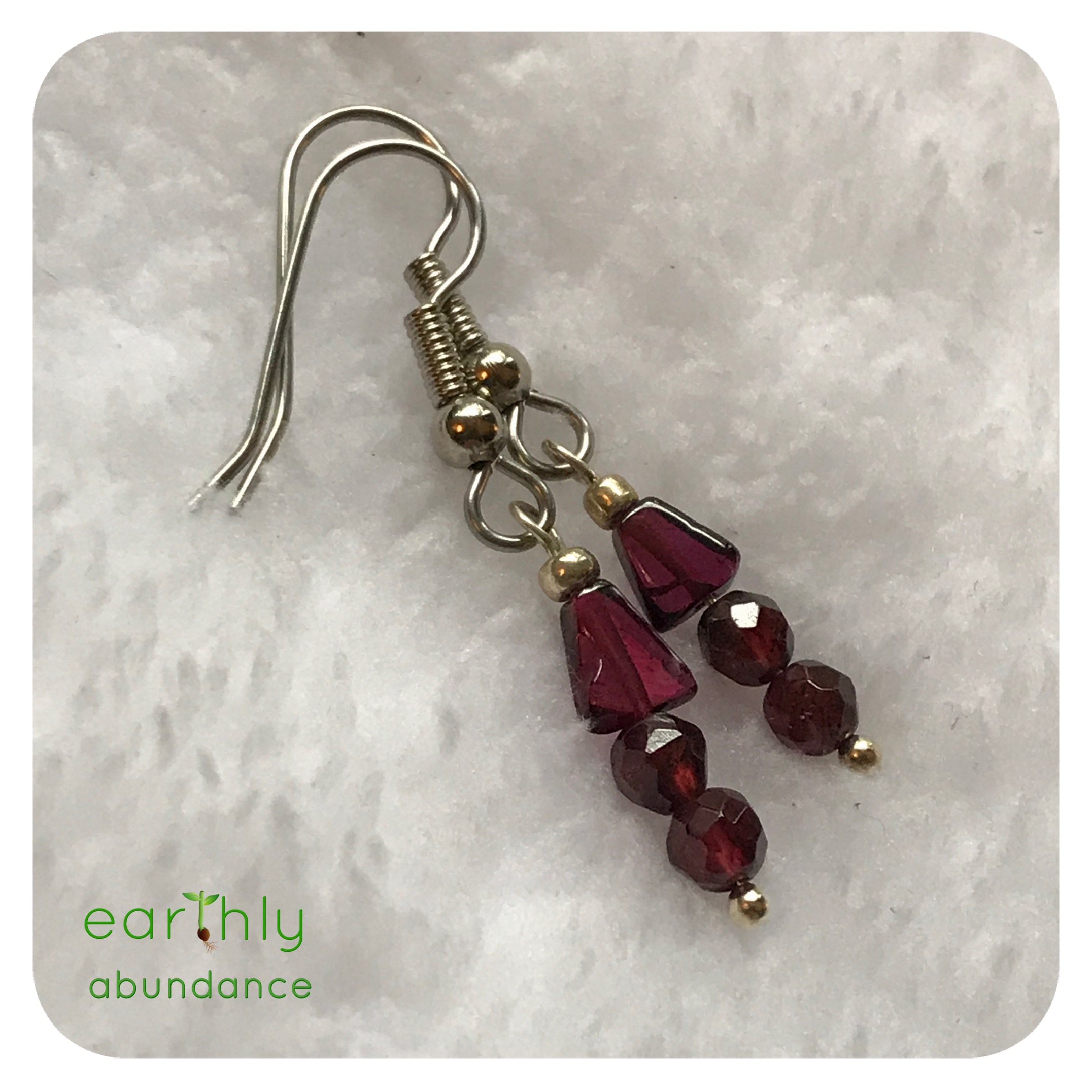 8578 Dainty Garnet Drop Earrings