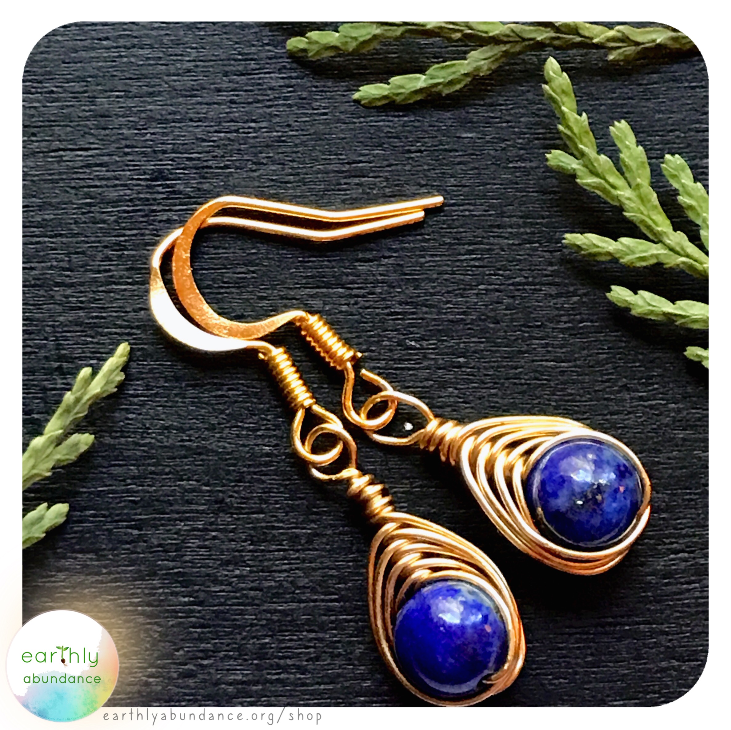 8736 Lapis + Brassgold Earrings