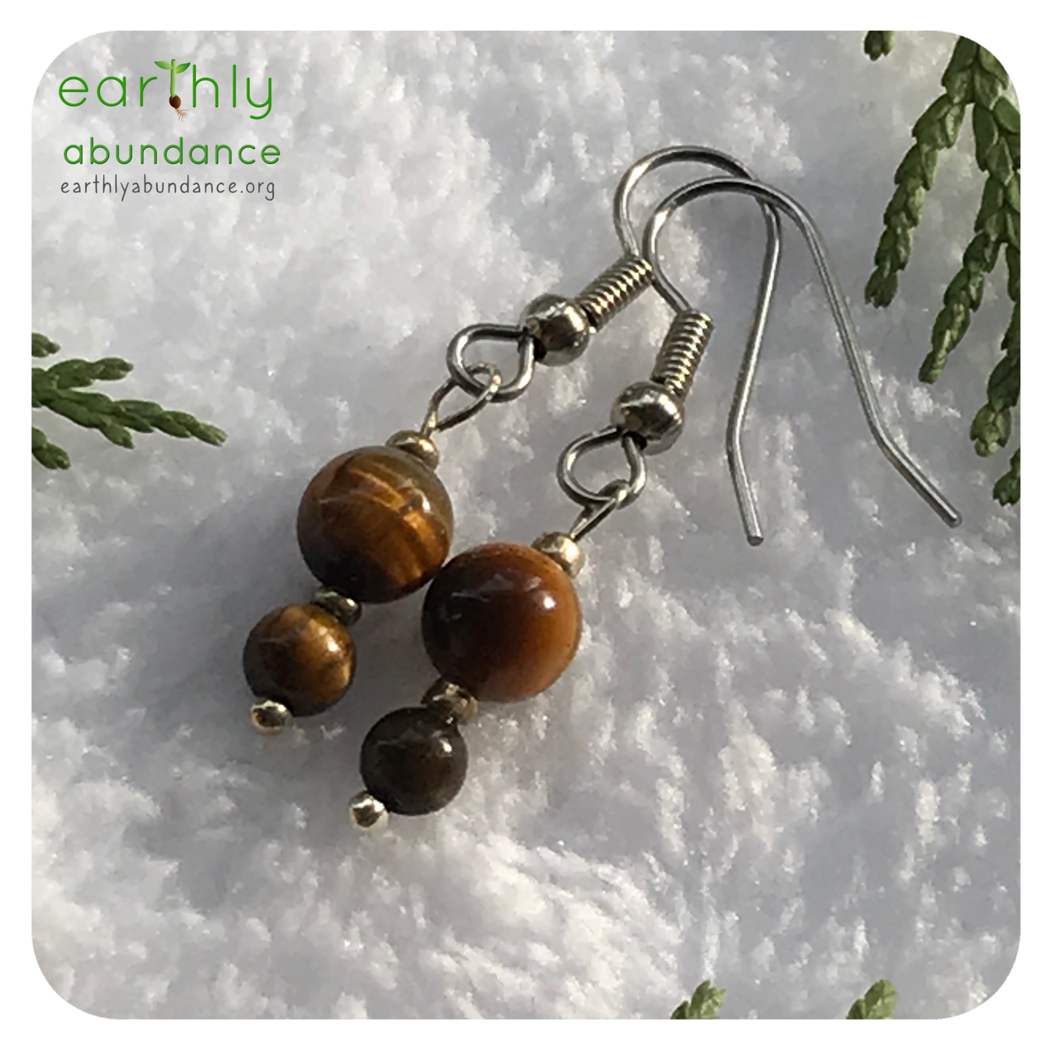 8664 Tiger’s Eye + Steel Earrings