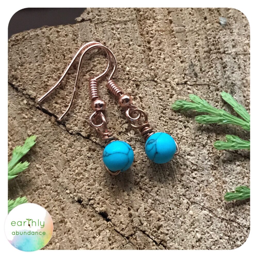 8748 Turquoise +Copper Earrings