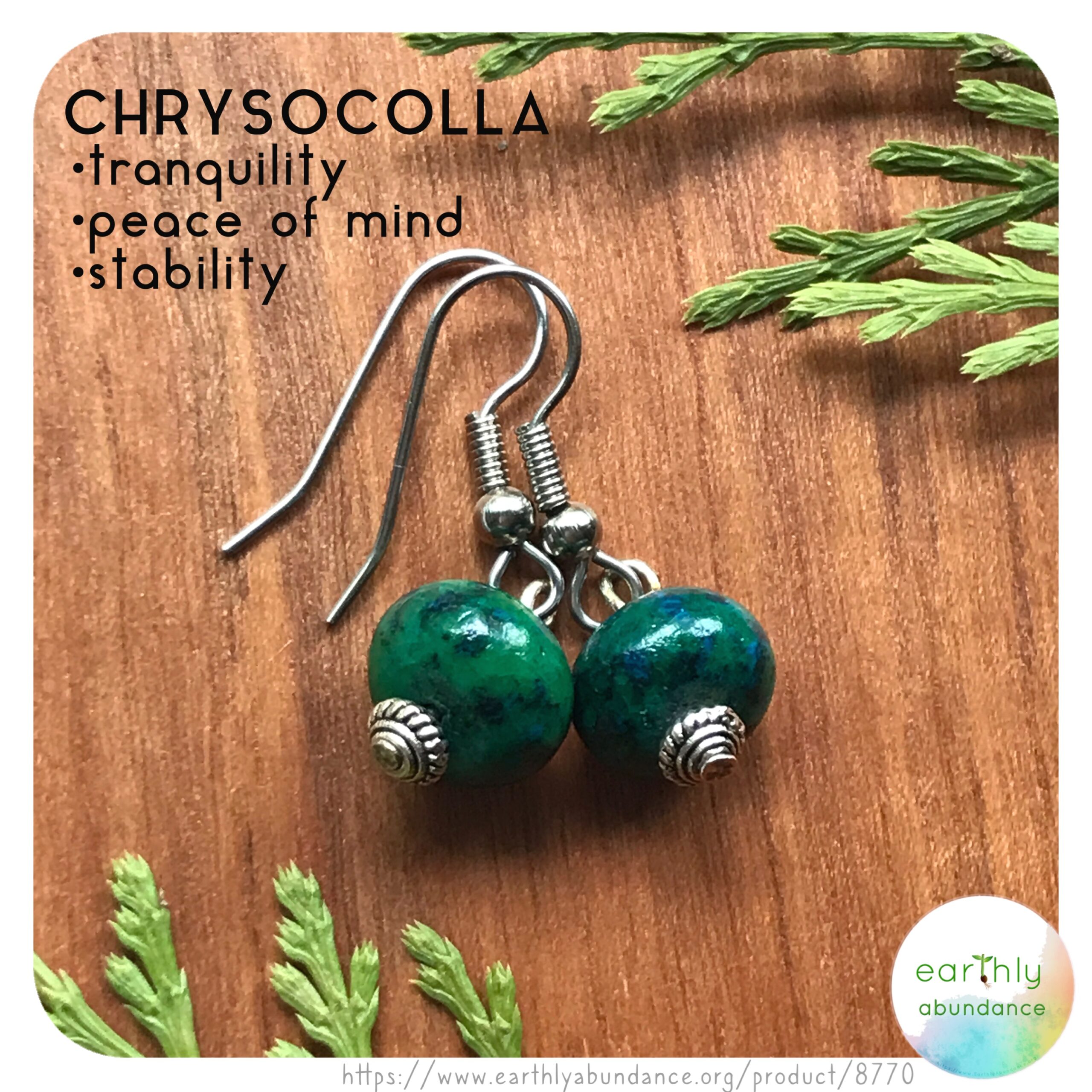 8770 Chrysocolla Rondelle Earrings