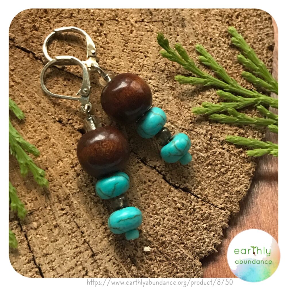 8750 Turquoise + Wood Earrings