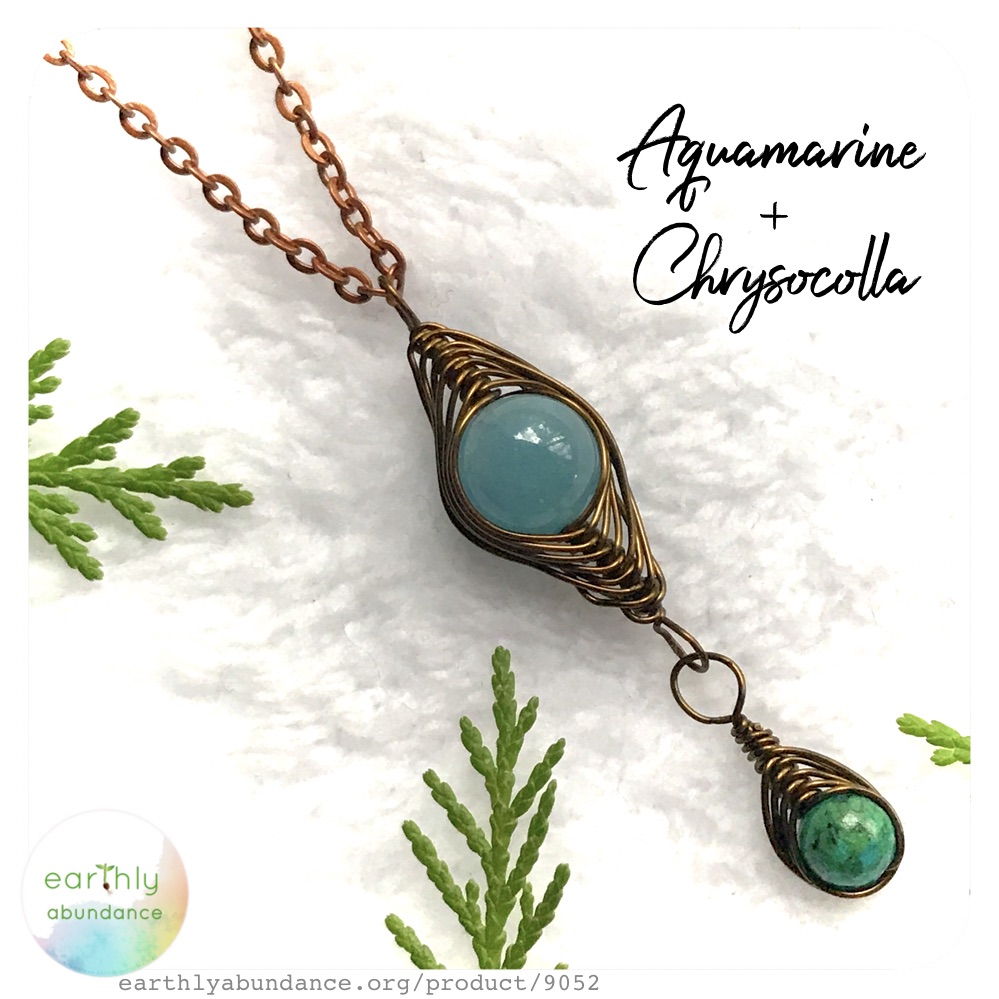 9052 Aquamarine + Chrysocolla Necklace