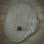 11236 Lava Stone + Labradorite Necklace