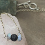 11233 Lava Stone + Labradorite Necklace