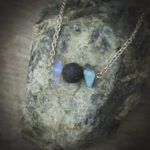 11231 Lava Stone + Labradorite Necklace