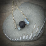 11232 Lava Stone + Labradorite Necklace