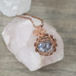 11281 Sky Blue Glass + Copper Necklace