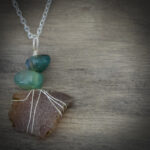 11308 Upcycled Amber Seaglass + Agate Necklace