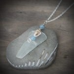 11311 Upcycled Seaglass + Aquamarine + Shell Necklace