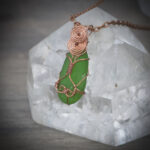 11318 Upcycled Bright Green Seaglass Necklace